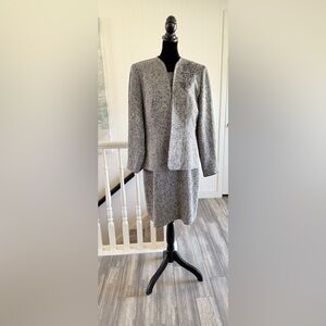 Cold water Creek Gray Tweed Skirt Suit set size 12.